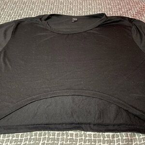 SHEIN Black Long Sleeve Crop Top Shirt